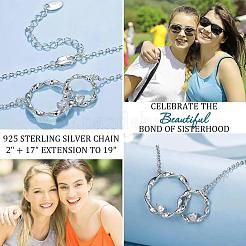 Occidental Style Brass Crystal Rhinestone Twisted Two Rings Heart Necklaces for Women&nbsp;WG6907A-01