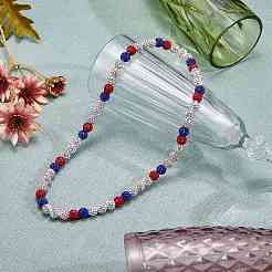 Polymer Clay Rhinestone Round Beaded Necklaces&nbsp;NJEW-SW00049-05