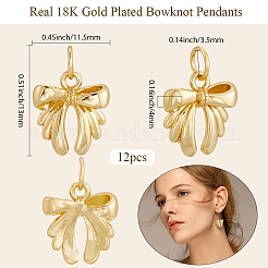 12Pcs Bowknot Brass Charms&nbsp;KK-BBC0019-35