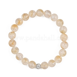 Natural Citrine Round Beads Stretch Bracelets&nbsp;BJEW-JB12388