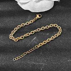 Hammered 304 Stainless Steel Cable Chain Bracelets for Women&nbsp;BJEW-Z167-02G