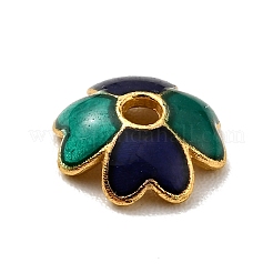 4-Petal Alloy Enamel Bead Caps&nbsp;FIND-G029-06G-03