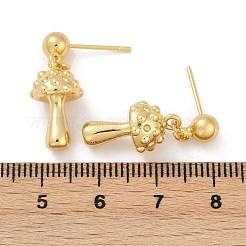 Mushroom Brass Dangle Stud Earrings&nbsp;EJEW-F895-12G