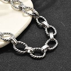 304 Stainless Steel Twisted Oval Link Chain Necklaces&nbsp;NJEW-R023-13P