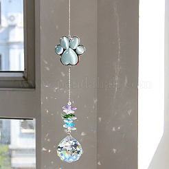 Glass Round Hanging Suncatcher&nbsp;AJEW-WH20130-15