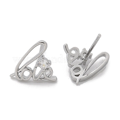 Brass Clear Cubic Zirconia Stud Earrings&nbsp;EJEW-Q014-10P