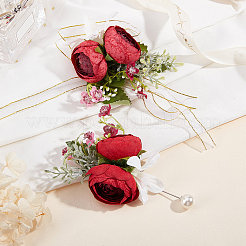 1Pc Rose Flower Cloth Lapel Pin&nbsp;AJEW-CP0001-80B