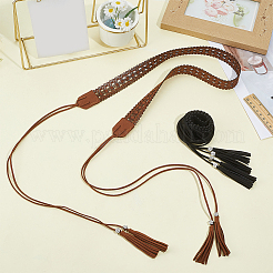 2Pcs 2 Colors Bohemian Imitation Leather Tassel Wrap Chain Belts&nbsp;AJEW-CL0003-47B