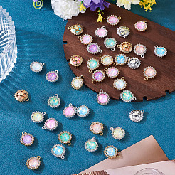 40Pcs 2 Colors UV Plating Alloy with Mixed Color Glass Rhinestone Pendants&nbsp;FIND-PJ0001-40