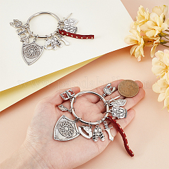 2Pcs Mixed Shapes Alloy & Faux Suede Cord Pendant Decorations&nbsp;HJEW-GA00069
