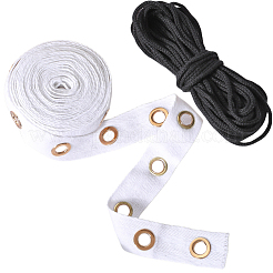 4 Yards Cotton Ribbons with Golden Tone Eyelet Rings&nbsp;SRIB-GF0002-90