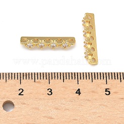 Brass Micro Pave Clear Cubic Zirconia Spacer Bars&nbsp;KK-Z139-11G-01