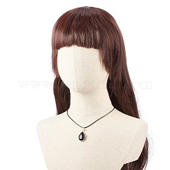 Natural Obsidian Teardrop Pendant Necklaces Set with Waxed Cords for Women&nbsp;NJEW-TA00034-02