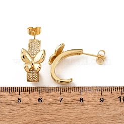 Brass Micro Pave Cubic Zirconia Butterfly Stud Earrings&nbsp;EJEW-B153-10G