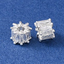 Brass Micro Pave Cubic Zirconia European Beads&nbsp;KK-C157-09D-S
