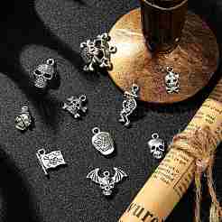 100Pcs 10 Styles Tibetan Style Alloy Pendants&nbsp;SKUL-CJ0001-01