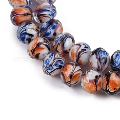 Handmade Gold Sand Lampwork Beads Strands&nbsp;LAMP-R141-8mm-20