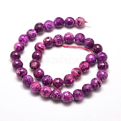 Dyed Natural Agate Faceted Round Beads Strands&nbsp;G-E268-M