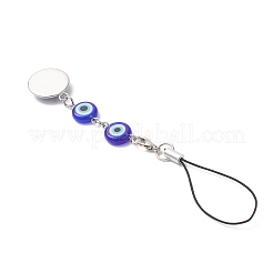Handmade Evil Eye Lampwork & Resin Pendant Mobile Straps&nbsp;HJEW-JM04507
