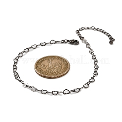 Brass Heart Link Bracelets for Women&nbsp;BJEW-G735-07B