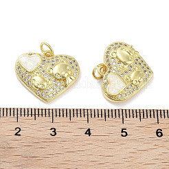 Brass Micro Pave Clear Cubic Zirconia Pendants&nbsp;KK-L213-016G