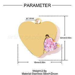 Stainless Steel Cubic Zirconia Pendants&nbsp;STAS-OY011-38G