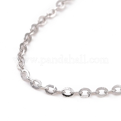 Anti-Tarnish Rhodium Plated 925 Sterling Silver Cable Chains Necklace for Women&nbsp;STER-I021-08A-P