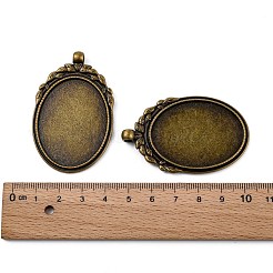 Tibetan Style Alloy Pendant Cabochon Bezel Settings&nbsp;TIBEP-M018-62AB-NF