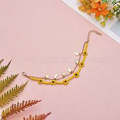 Glass Seed Braided Flower Multi-strand Bracelet&nbsp;BJEW-SW00069-01