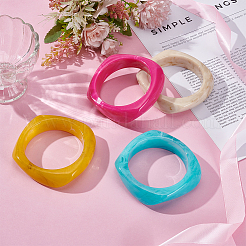 4Pcs 4 Colors Resin Bangles&nbsp;BJEW-UN0001-73