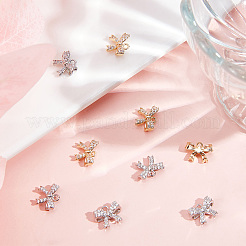 12Pcs 2 Colors Rack Plating Brass Micro Pave Cubic Zirconia Charms&nbsp;ZIRC-BBC0001-30