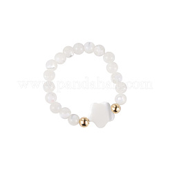 Natural Shell Beaded Stretch Rings for Women&nbsp;WG0687E-01