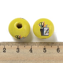Printed Wood European Beads&nbsp;WOOD-L020-D07