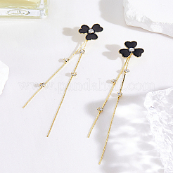 1 Pair Alloy Clover Tassel Stud Earrings&nbsp;EJEW-LP0007-107