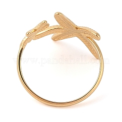 Ion Plating(IP) 304 Stainless Steel Starfish Open Cuff Rings for Women&nbsp;RJEW-Z057-09G