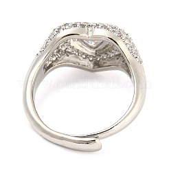 Enamel Heart Adjustable Ring with Clear Cubic Zirconia&nbsp;RJEW-Q781-01P-04
