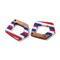 Independence Day Opaque Striped Resin & Walnut Wood Pendants&nbsp;RESI-U010-02I