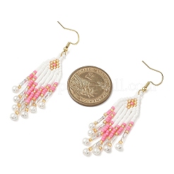 304 Stainless Steel Glass Seed Beads Arrow Dangle Earrings&nbsp;EJEW-MZ00554-02