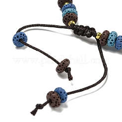 Dyed Natural Lava Rock Rondelle Braided Bead Bracelets&nbsp;BJEW-Z026-01A