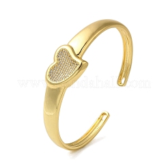 Heart Clear Cubic Zirconia Cuff Bangles&nbsp;BJEW-P336-05G