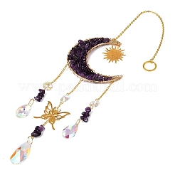 Natural Amethyst Chips Moon Crystal Suncatcher&nbsp;RN-T001-01A