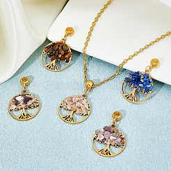 32Pcs 4 Styles Natural Mixed Stone European Dangle Charms&nbsp;G-DC0001-14
