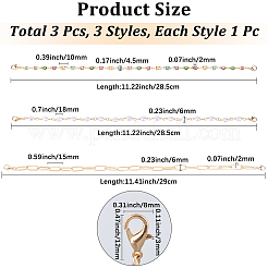1 Set 3 Styles Iron Hat Chain with Lobster Claw Clasp&nbsp;HJEW-CN0001-31C