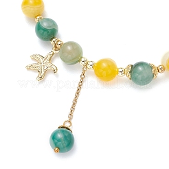 Natural Dyed Striped Agate Round Beaded Bracelets&nbsp;BJEW-JB11936-02