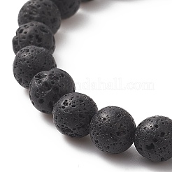 Natural Lava Rock & Dyed Agate Beaded Stretch Bracelets&nbsp;BJEW-JB09178