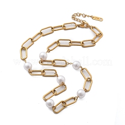 Ion Plating(IP) 304 Stainless Steel Oval Link Chain Necklaces for Women&nbsp;NJEW-P320-23G