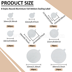 1122Pcs 8 Styles Round Aluminium Foil Stickers Sealing Label&nbsp;DIY-BC0016-83