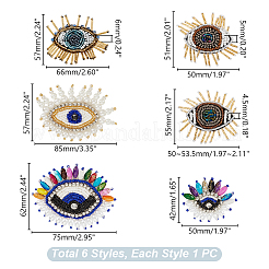 6Pcs 6 Styles Evil Eye Handicraft Beading Appliques&nbsp;AJEW-GA0007-48