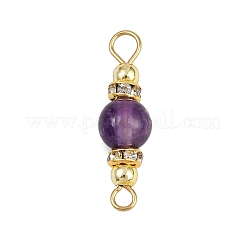 5Pcs 5 Styles Natural Green Aventurine & Rose Quartz & Amethyst & Dyed White Jade & Citrine Round Connector Charms&nbsp;PALLOY-JF04362