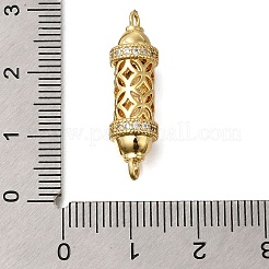Rack Plating Brass Micro Pave Cubic Zirconia Hollow Column Links Connector Charms&nbsp;X-ZIRC-F142-50A-G01